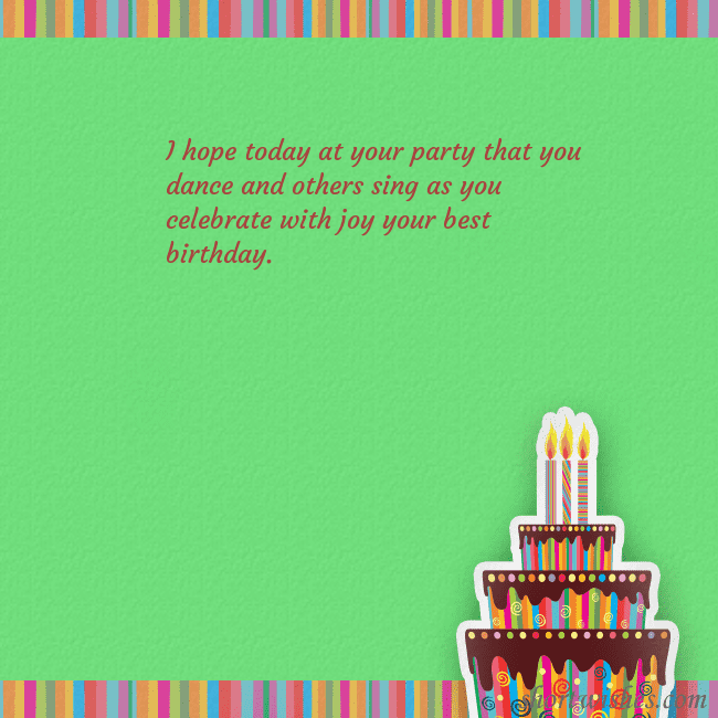 Green ecard with a birthday cake