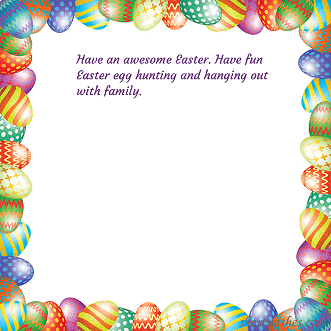 Easter greeting card with colorful eggs