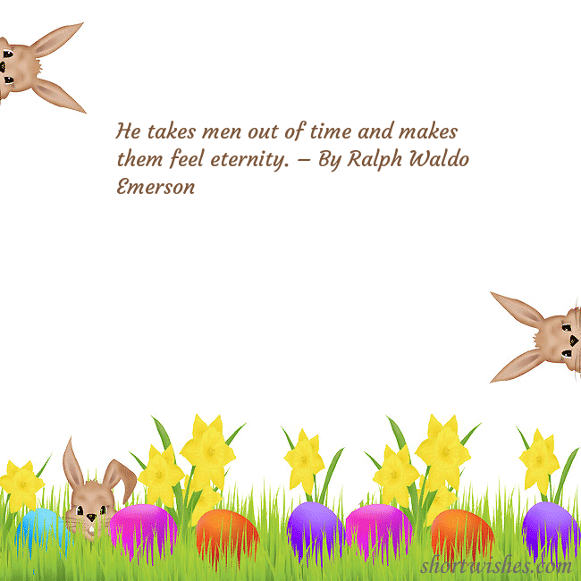 Easter greeting ecard with happy rabbits