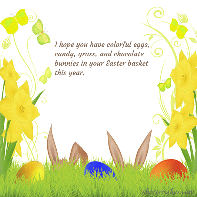 Easter greeting card with narcissus and a bunny