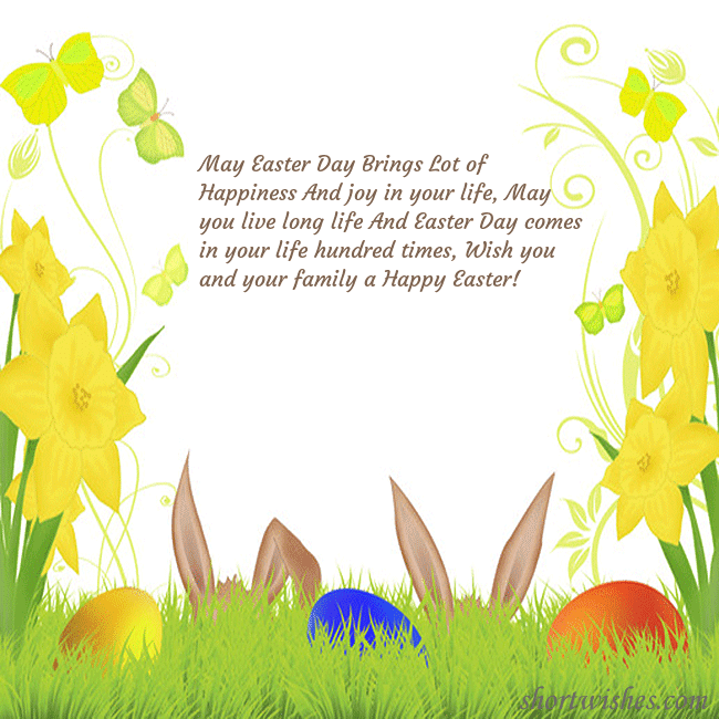 Easter greeting card with narcissus and a bunny