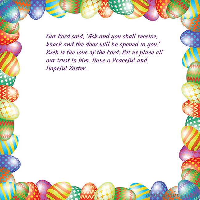 Easter greeting card with colorful eggs