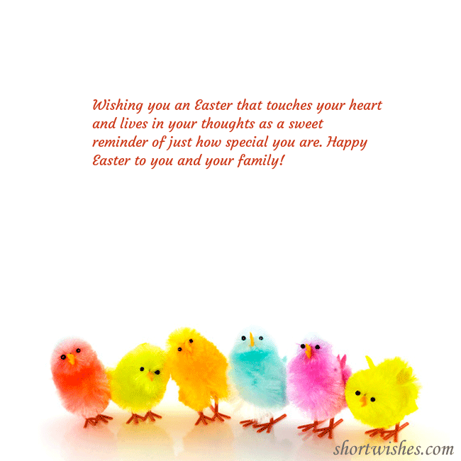 Easter greeting ecard with colorful chickens