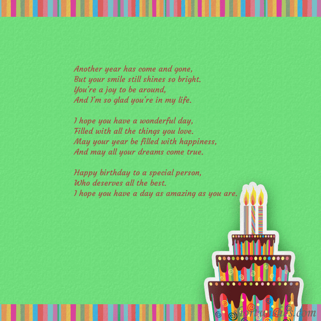 Green ecard with a birthday cake