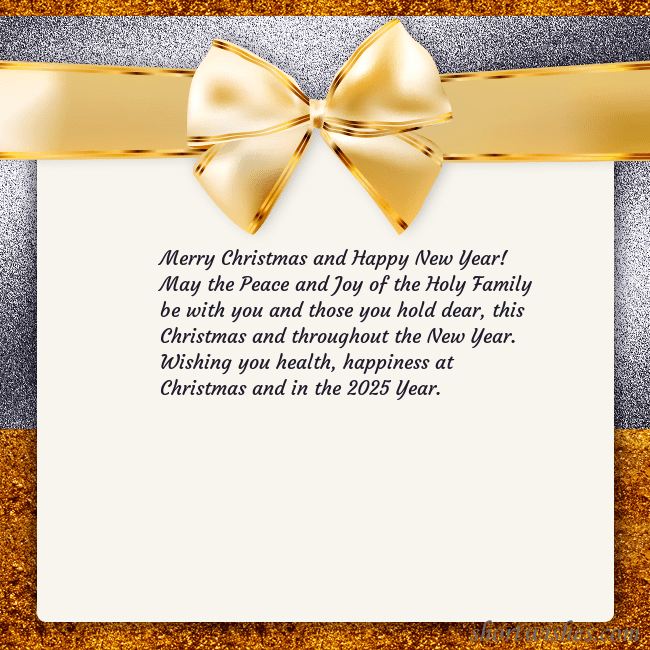 E-card with a gold shimmering ribbon