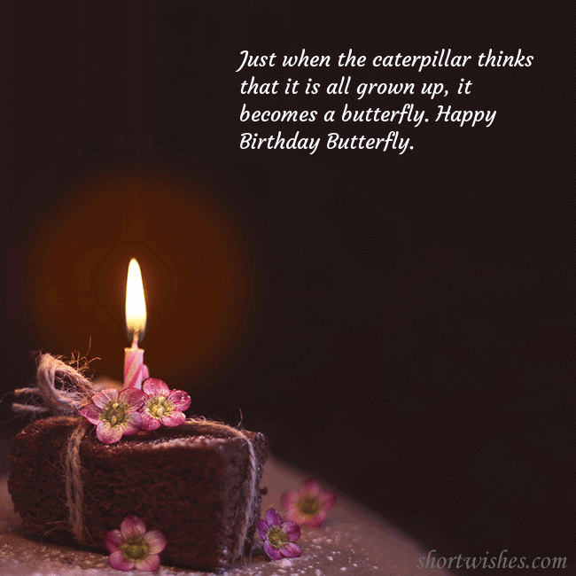 Animated greeting card - a cake with a burning candle