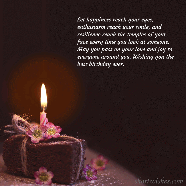 Animated greeting card - a cake with a burning candle