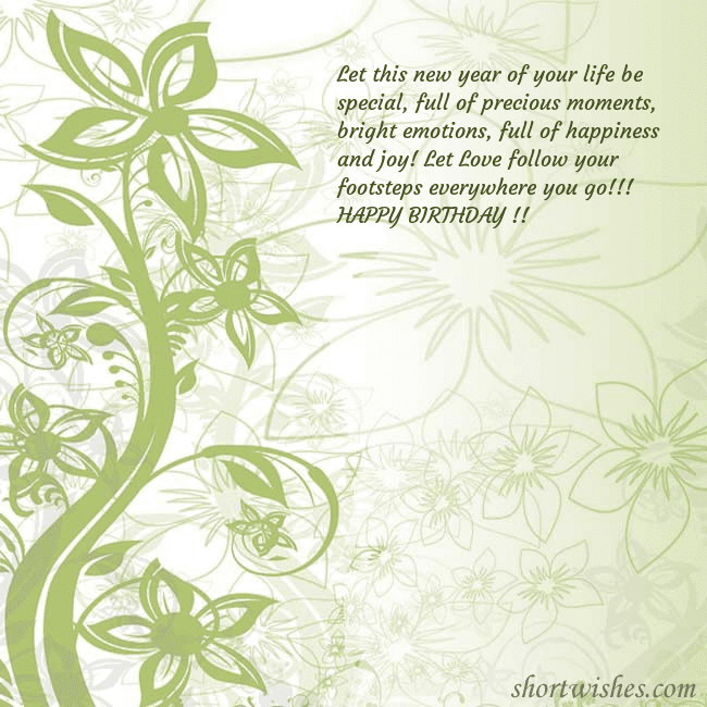 E-card with green painted flowers