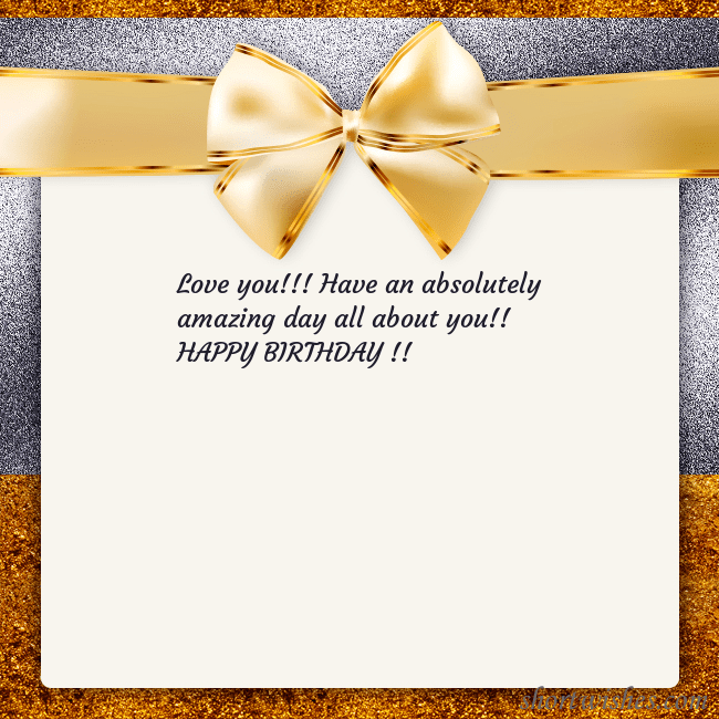 E-card with a gold shimmering ribbon
