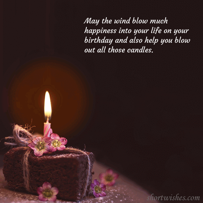 Animated greeting card - a cake with a burning candle