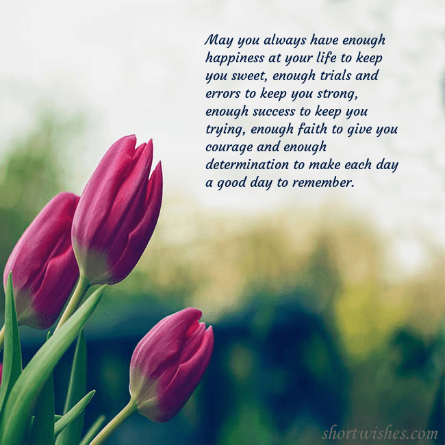 Ecard with three red tulips