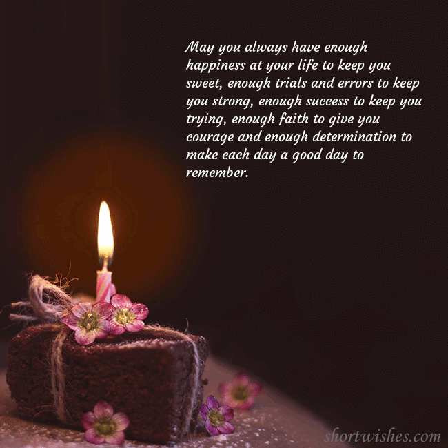 Animated greeting card - a cake with a burning candle