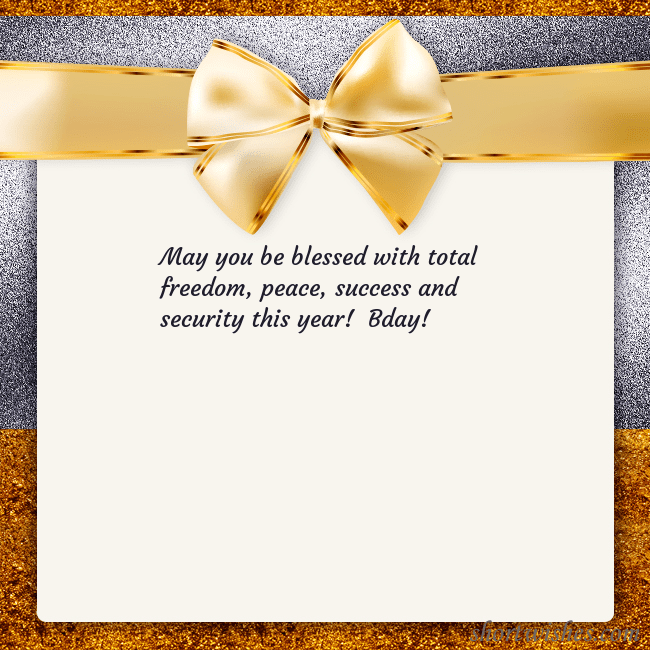 E-card with a gold shimmering ribbon