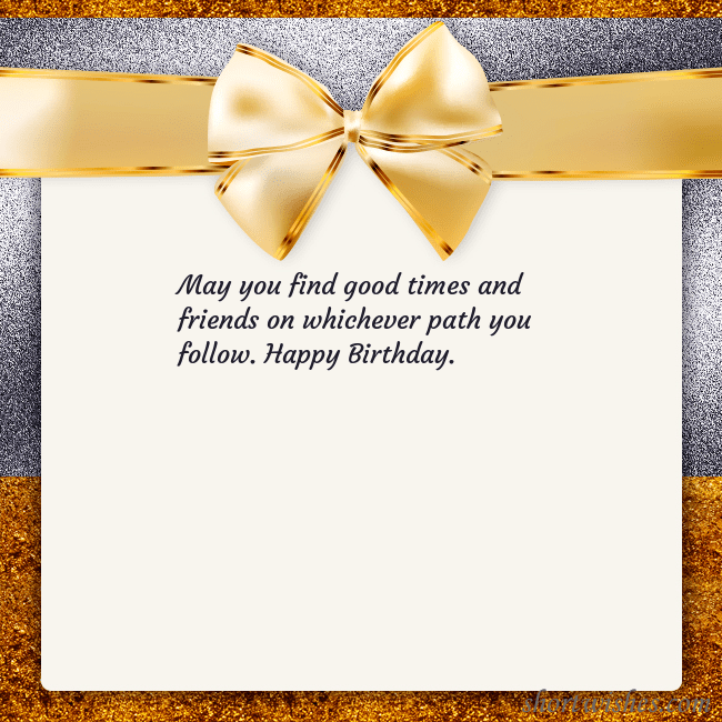 E-card with a gold shimmering ribbon