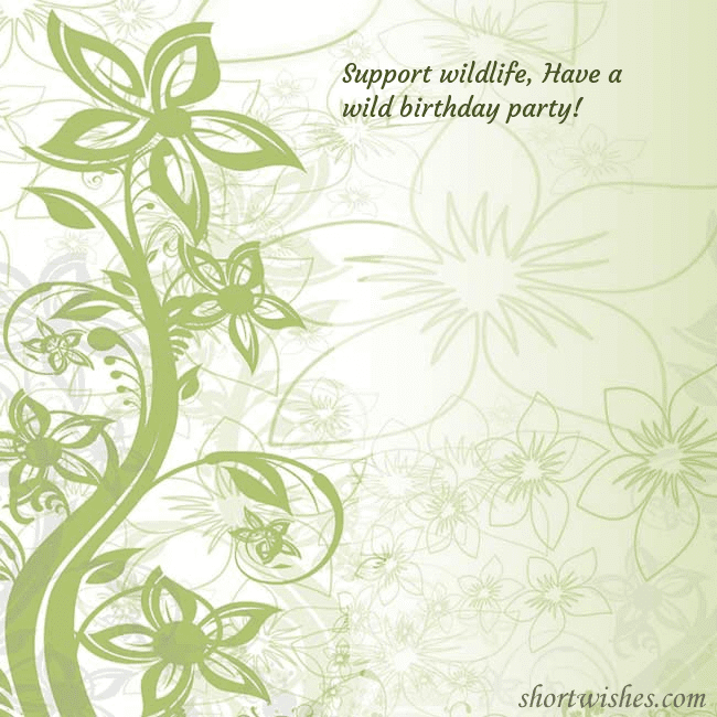 E-card with green painted flowers