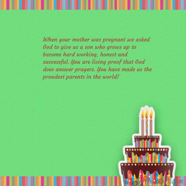 Green ecard with a birthday cake