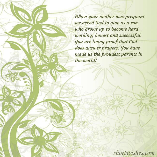 E-card with green painted flowers