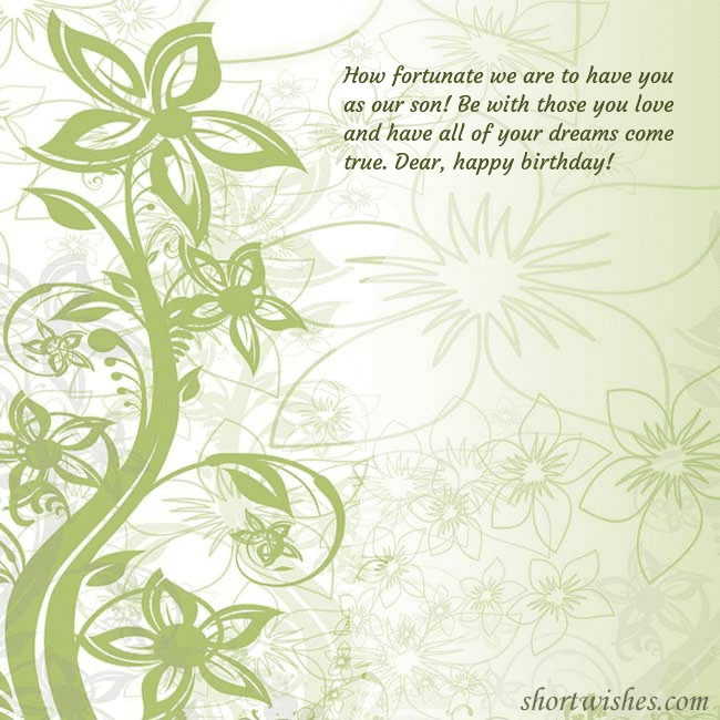 E-card with green painted flowers