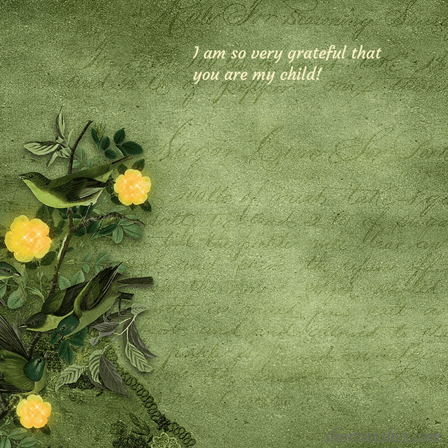 Green postcard with yellow flowers