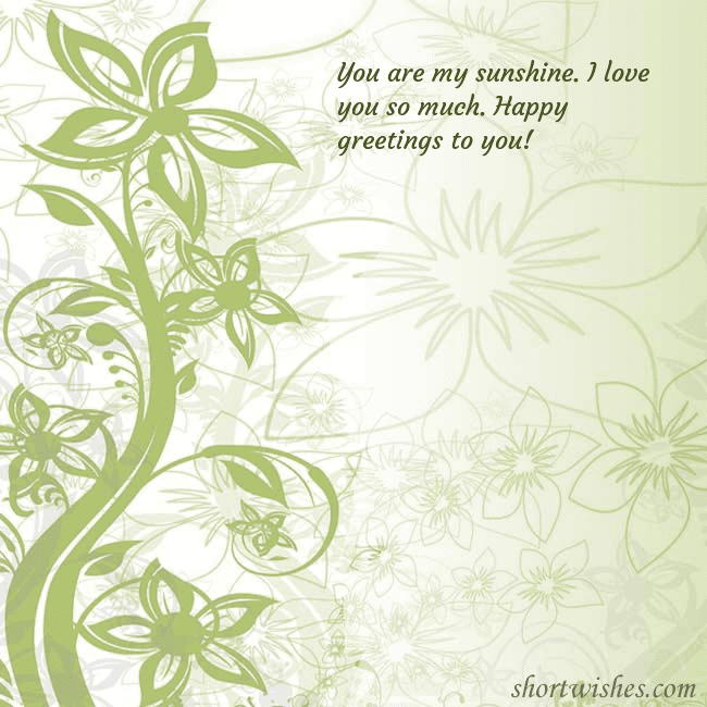 E-card with green painted flowers