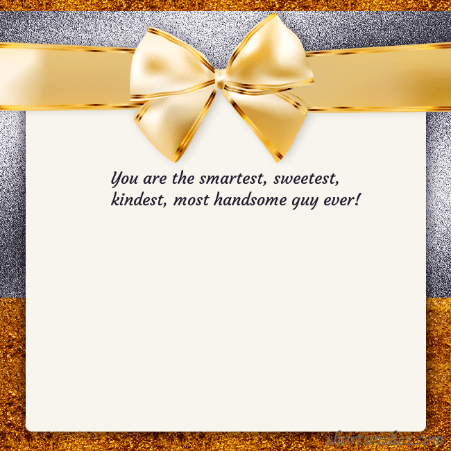 E-card with a gold shimmering ribbon