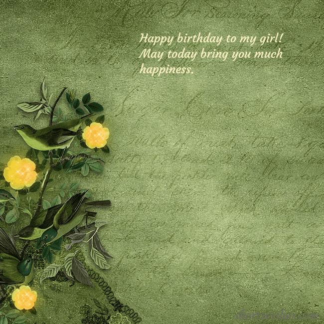 Green postcard with yellow flowers