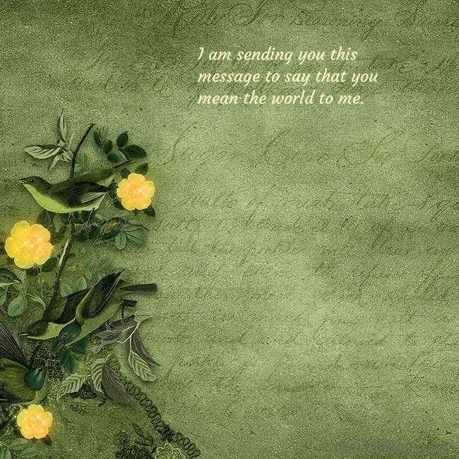 Green postcard with yellow flowers