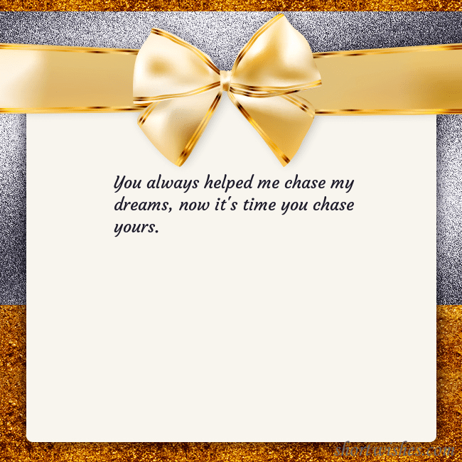 E-card with a gold shimmering ribbon