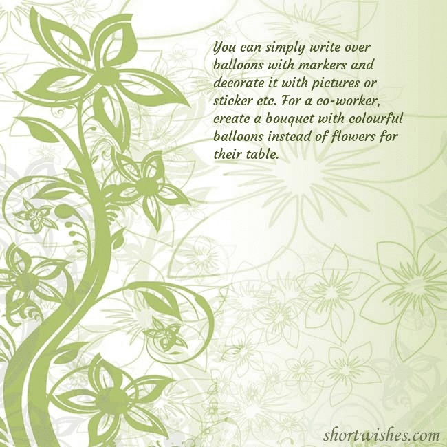 E-card with green painted flowers