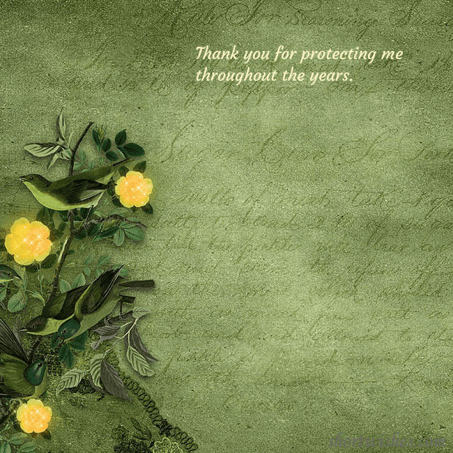 Green postcard with yellow flowers