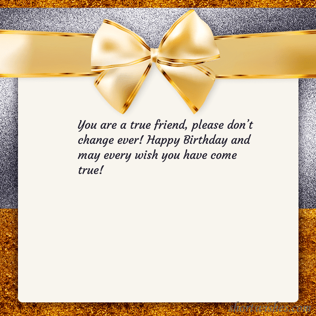 E-card with a gold shimmering ribbon