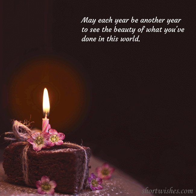 Animated greeting card - a cake with a burning candle