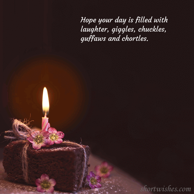 Animated greeting card - a cake with a burning candle