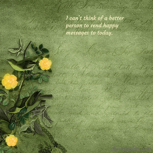 Green postcard with yellow flowers