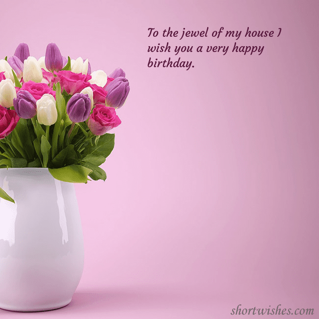 Birthday ecard with tulips in a vase