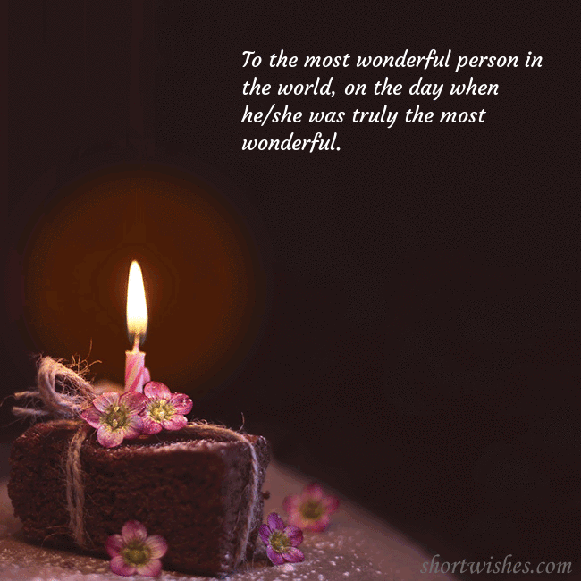 Animated greeting card - a cake with a burning candle