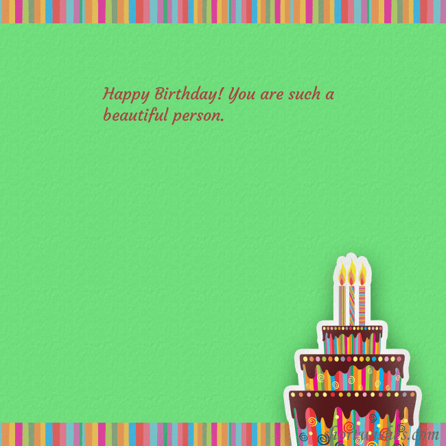 Green ecard with a birthday cake