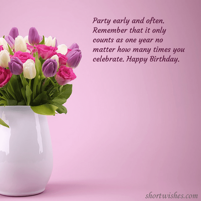 Birthday ecard with tulips in a vase