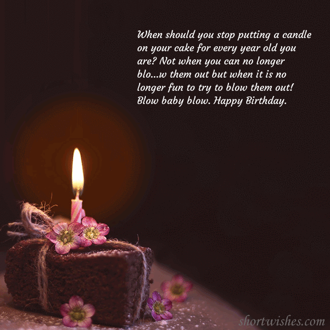 Animated greeting card - a cake with a burning candle