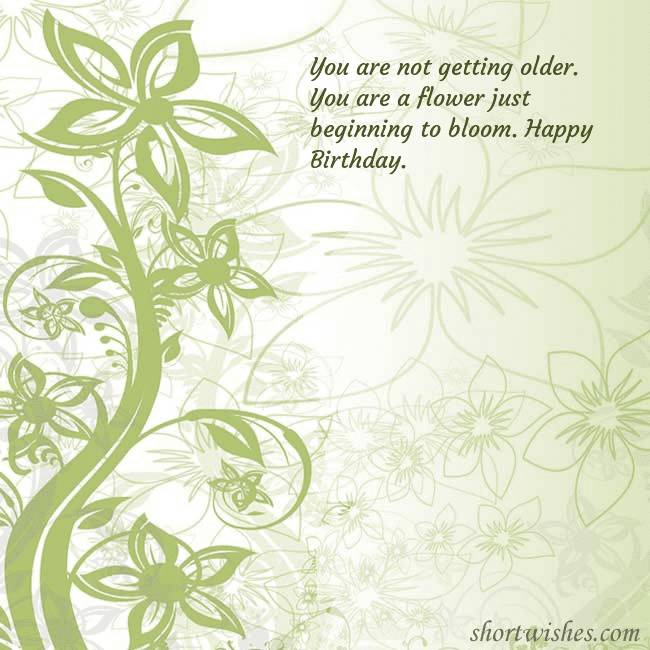 E-card with green painted flowers