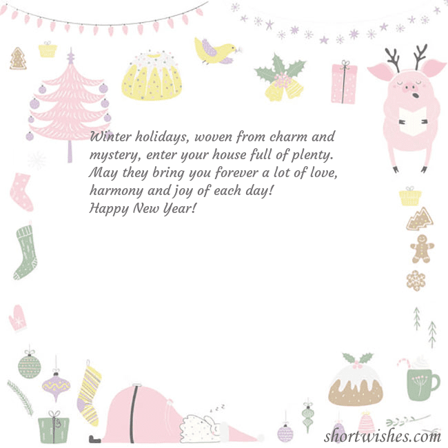 New Year's card with a singing pig