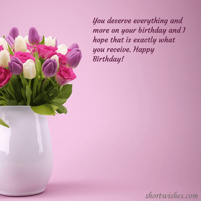 Birthday ecard with tulips in a vase