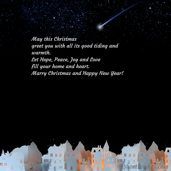 New year ecard with the night in the small town