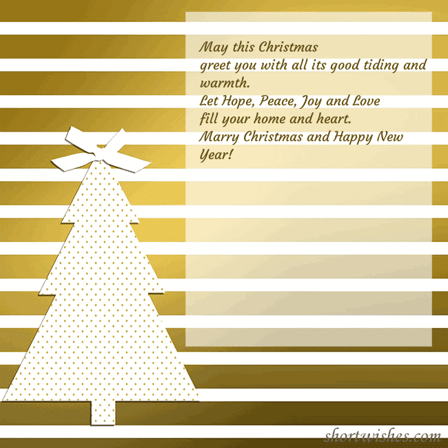 Gold sparkling postcard with a Christmas tree