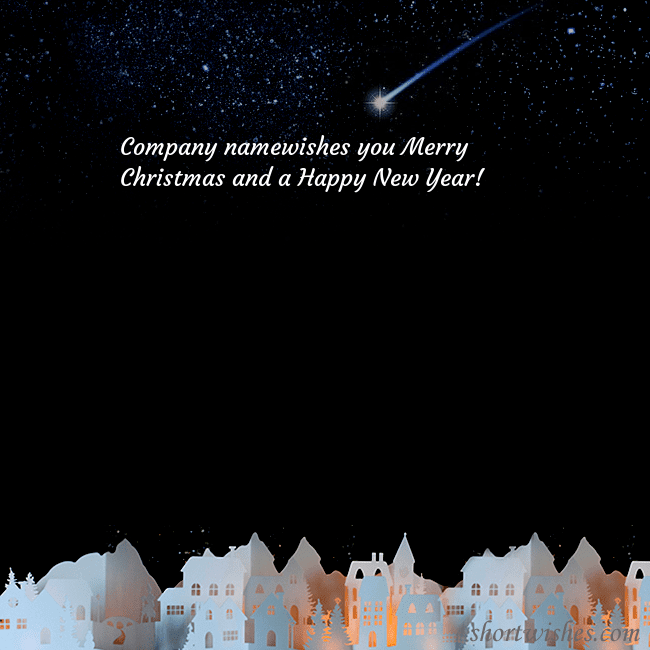 New year ecard with the night in the small town