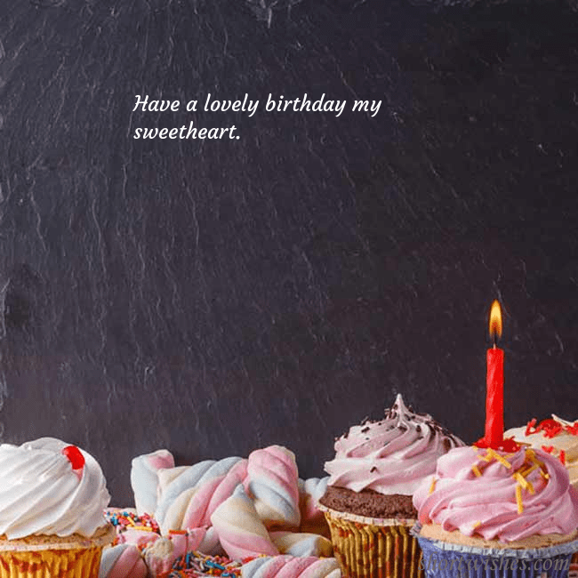 Birthday ecard with cupcakes and a candle