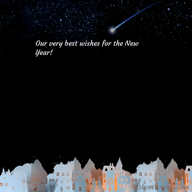 New year ecard with the night in the small town