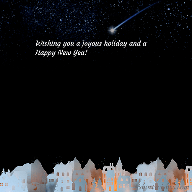 New year ecard with the night in the small town