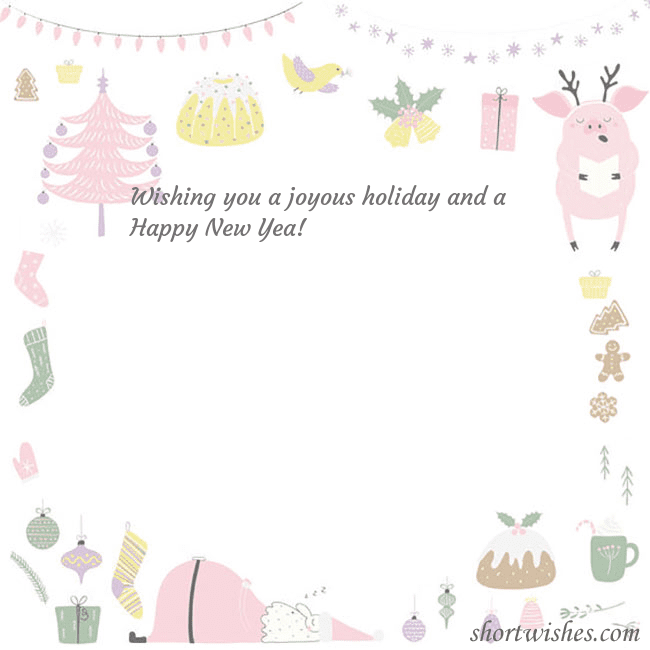 New Year's card with a singing pig