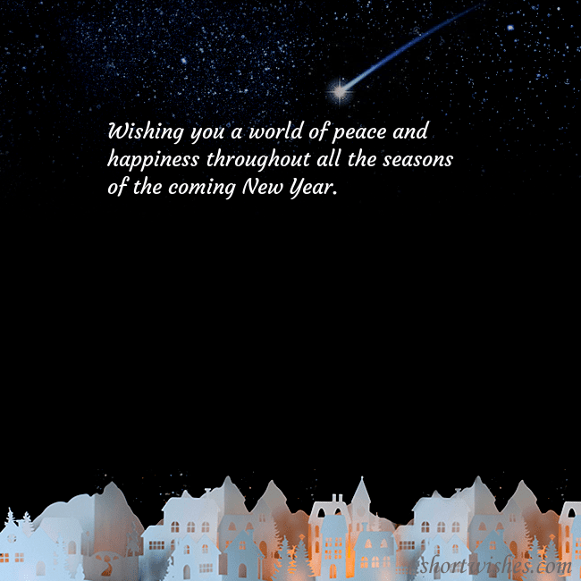 New year ecard with the night in the small town